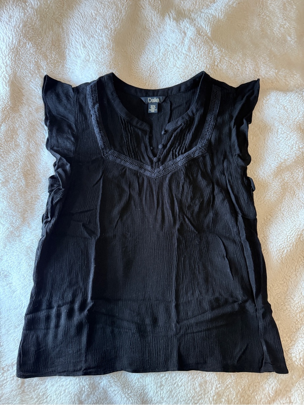 Dalia Black Flutter Sleeve V-Neck Blouse